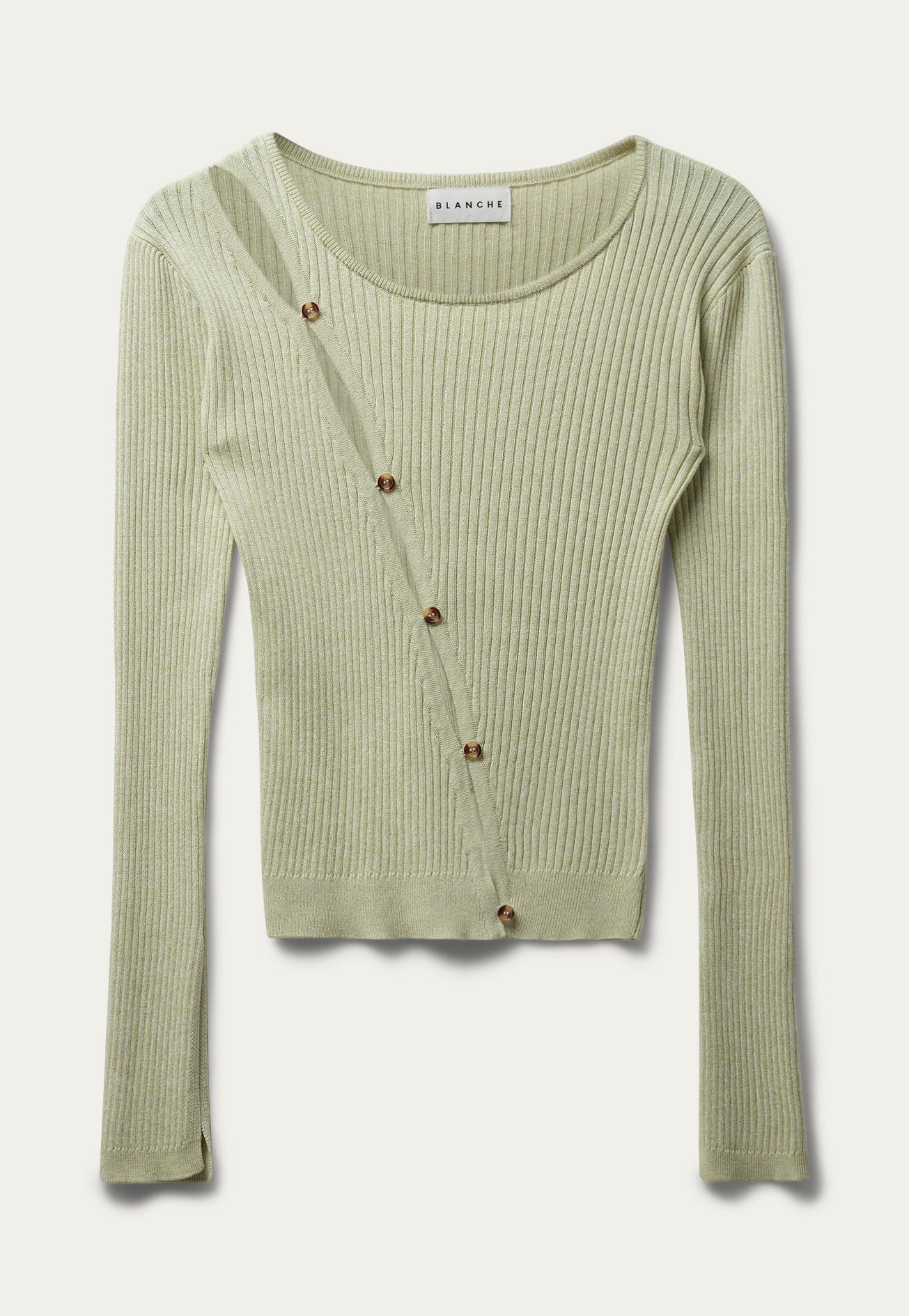 BLANCHE Copenhagen Seawool-BL X-Over Button Jumper Knitwear 0434 Green Banana